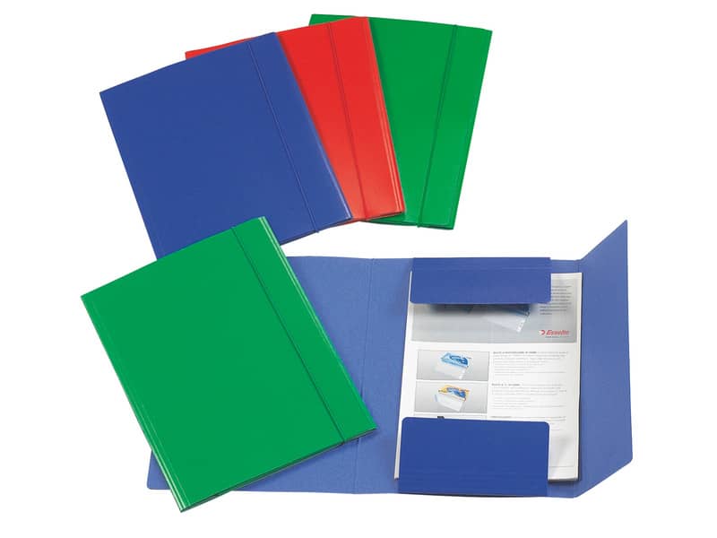 Cartella in presspan a tre lembi con elastico Esselte C41 Linear 25x35 cm blu - conf. 5 pz