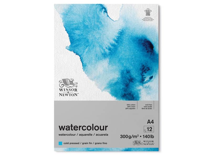Blocco collato di carta per acquerello Winsor&Newton formato A4 300 gr - 12 fogli