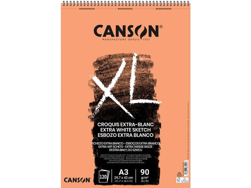 Blocco spiralato Canson Extra Blanc XL 120 ff A3 90 g/m² C200787501