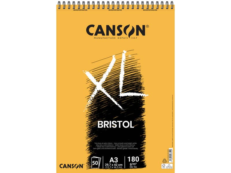 Blocco spiralato Canson Bristol XL 50 ff A3 180 g/m² C31078A022