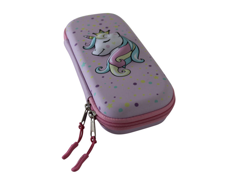 Astuccio ovalino a 1 zip Donau con fantasia unicorno in 3D - conf. 3 pz
