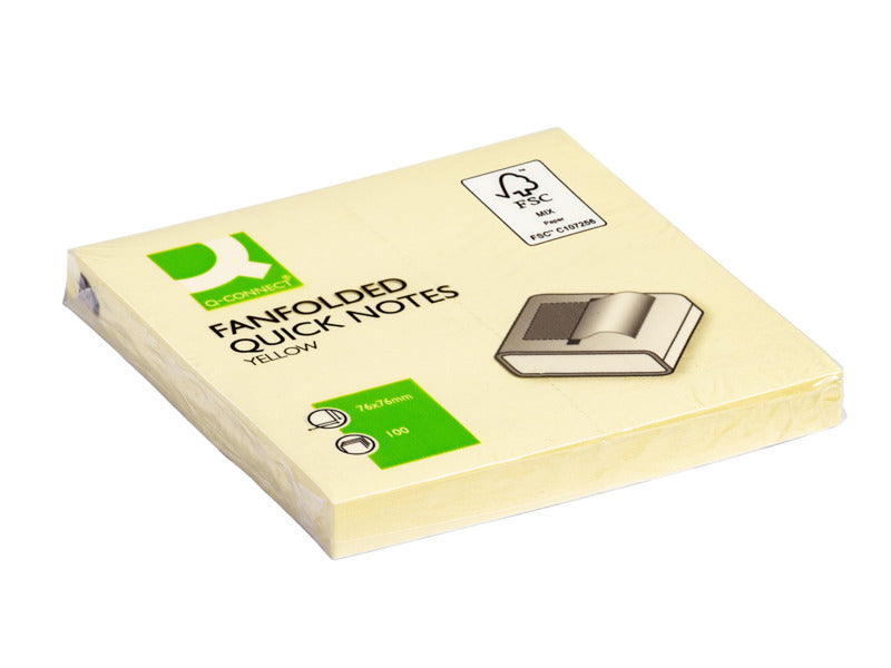 Foglietti riposizionabili a fisarmonica Q-Connect Z-Quick Notes 70 g/m² giallo 76x76 mm 12 bloc. da 100 ff - KF02161FSC