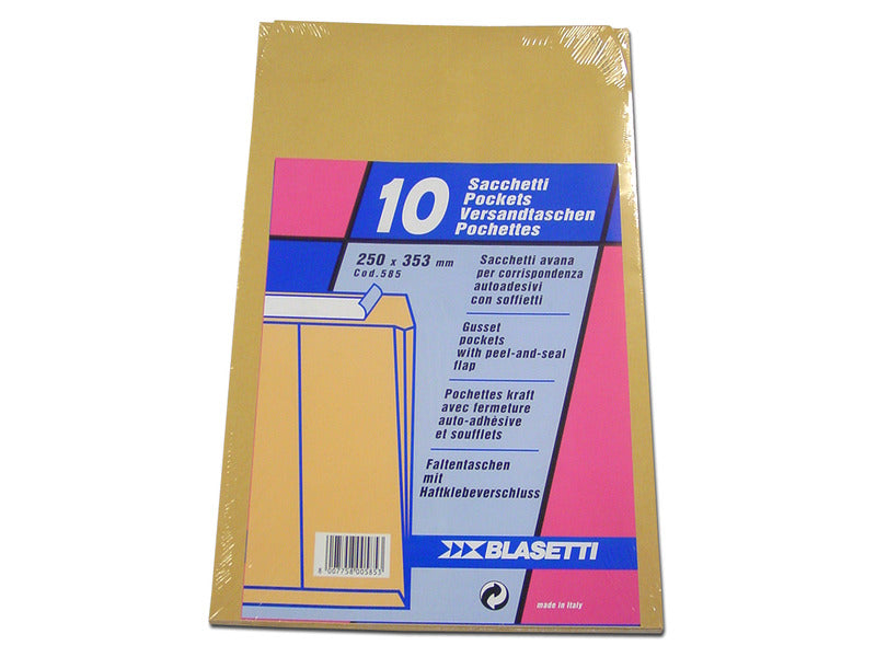 Busta a sacco Blasetti Monodex Avana - 120 g/m2 - in conf. 10 buste - 250x353 mm - 585