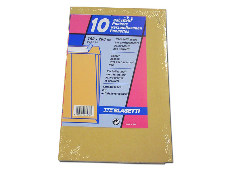 Busta a sacco Blasetti Mondex Avana - 100 g/m2 - in conf. 10 buste - 190x260 mm - 578