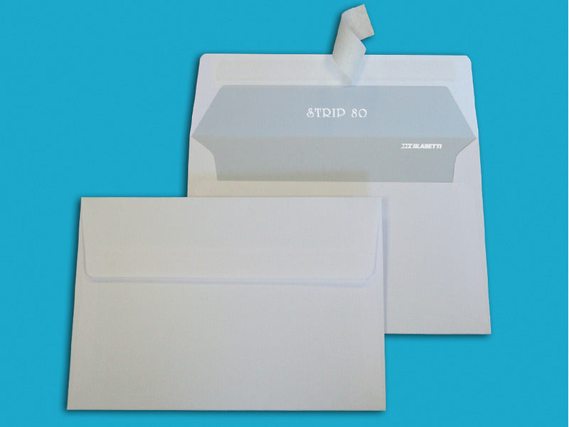Busta bianca con lembo Blasetti Strip 80 g/m2 in conf. da 500 buste 114x162 mm 007