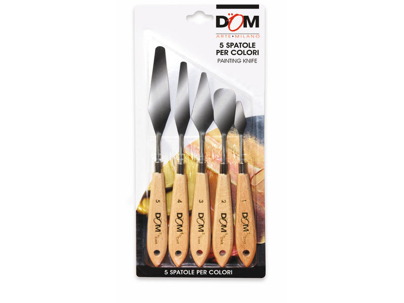 Blister spatole per colori a olio DOM - misure diverse - conf. 5 pezzi