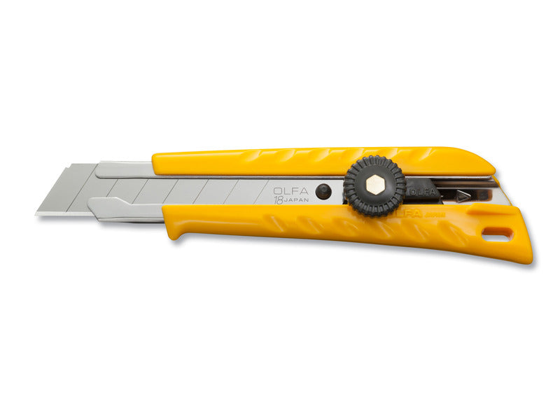 Cutter Olfa bloccalama a vite lama 18 mm acciaio inox - corpo in resina - colore giallo - L1