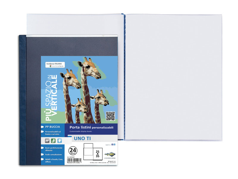 Portalistini UNO T Sei Rota a libro PP buccia - 25x35 cm - 24 interni - blu