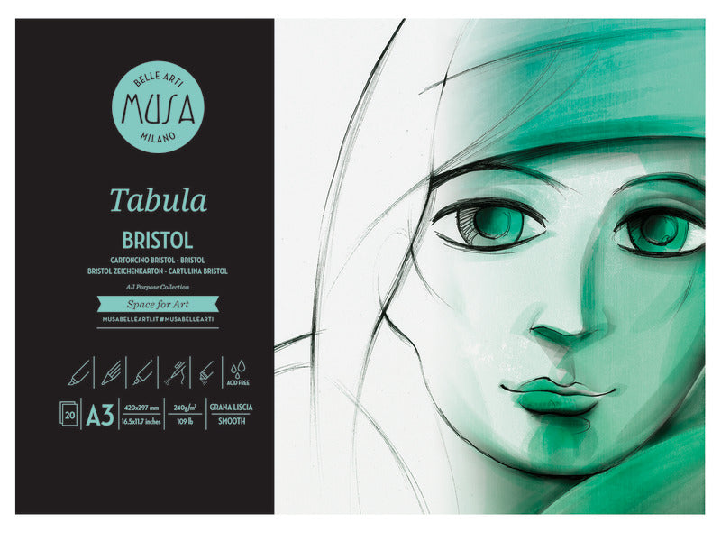 Blocco collato Belle Arti Musa Tabula Bristol - 240 g - A3 20 fogli
