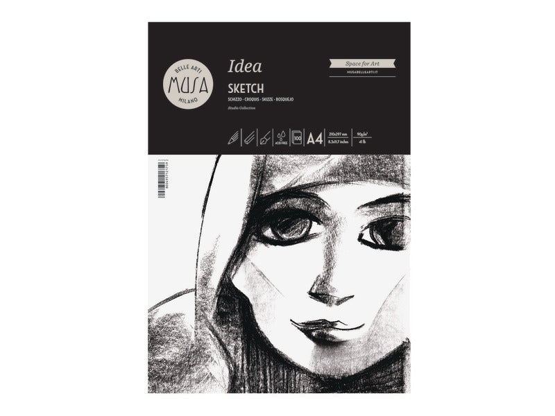 Blocco collato Belle Arti Musa Idea Sketch - 90 g - A4 100 fogli