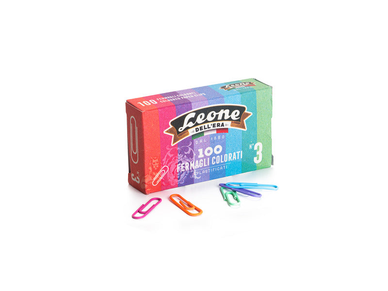 Scatola fermagli F3 Leone colori assortiti - conf. 100 pezzi