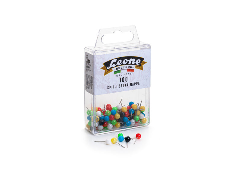 Spilli segna mappe Leone scatola appendibile colori assortiti - conf. 100 pezzi - APSM