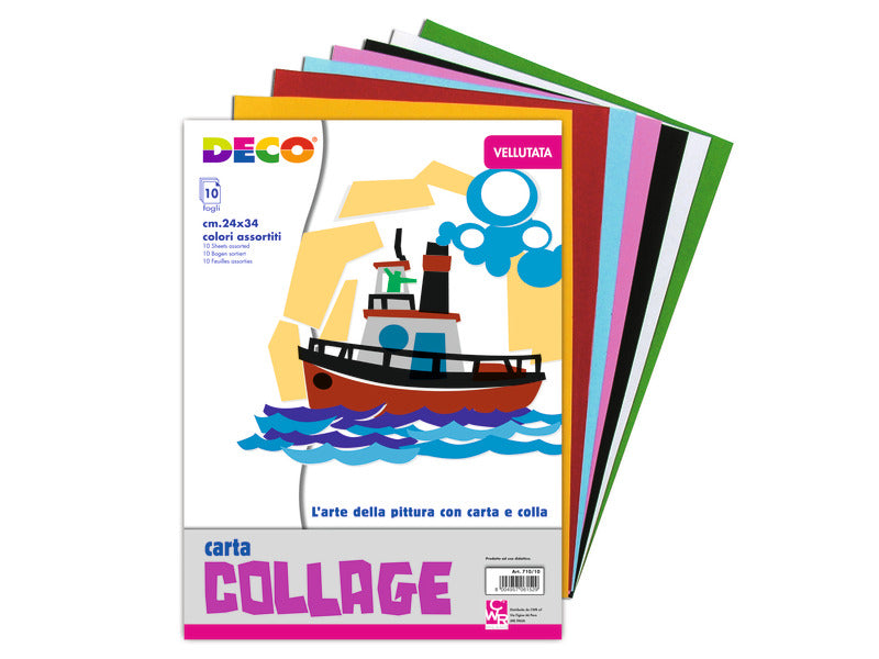 Album d carta vellutata Deco 24x34 cm - 130 g - 10 fogli colori assortiti - 710/10
