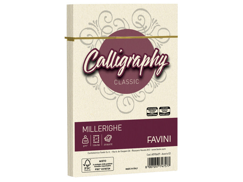 Busta Favini Millerighe formato 12x18 cm 100 g - conf. 25 pz - colore avorio A57Q427