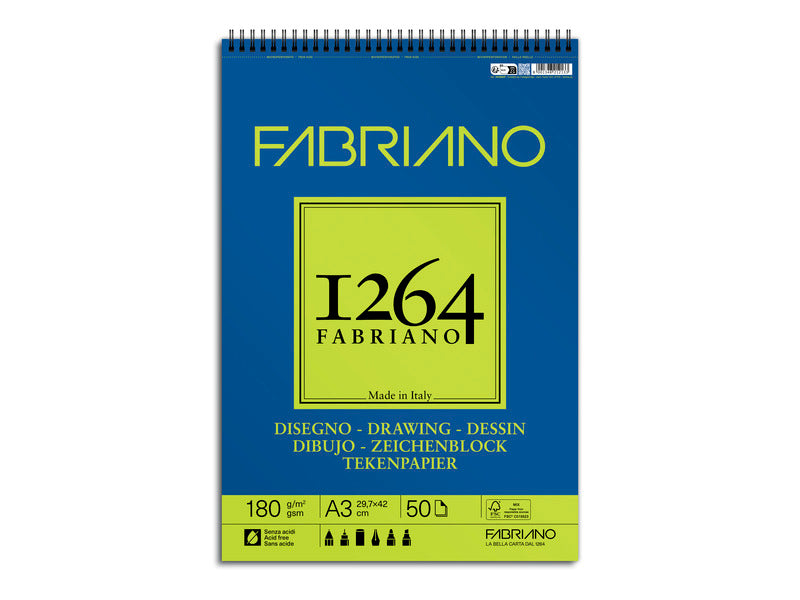 Blocco da disegno spiralato 1264 180 g - 50 fogli A3