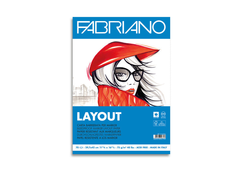 Blocco belle arti Fabriano Layout 75 g - 70 fogli A3