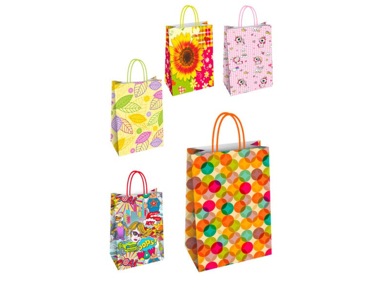 Borsa shopper Florio Carta fantasie assortite - formato 23x10x29 cm - conf. 25 pz