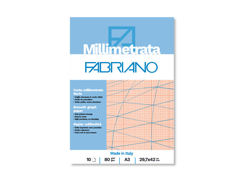 Blocco carta millimetrata Fabriano 10 fogli - 80 g formato A3