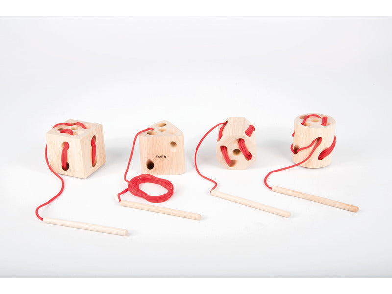 Blocchi in legno di faggio Commotion TickiT - conf. 4 pz - con fori e lacci