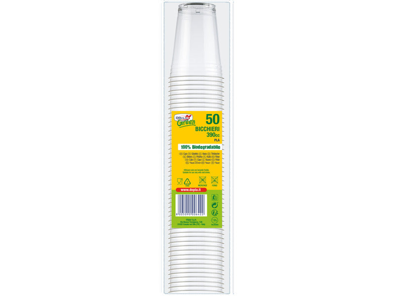 Bicchieri in PLA biodegradabile per bevande fredde Dopla Plus - 390 ml conf. 50 pezzi - 7710