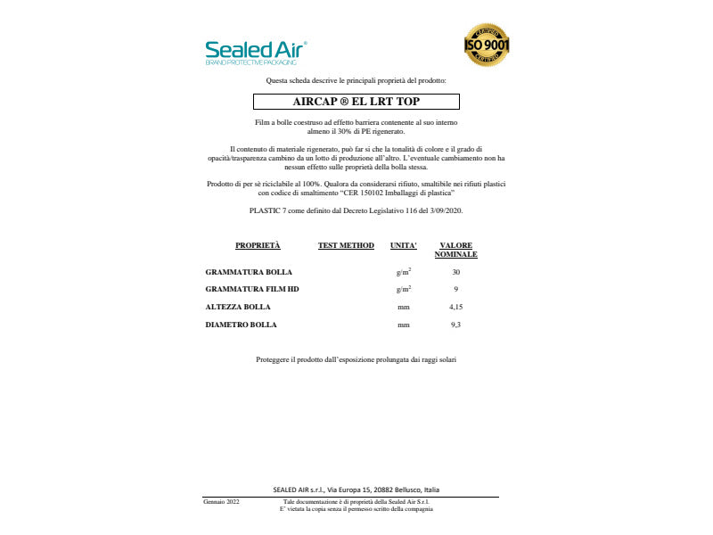 Bobina bolle d'aria pluriball Sealed Air AirCap® EL 1x100 m - neutro