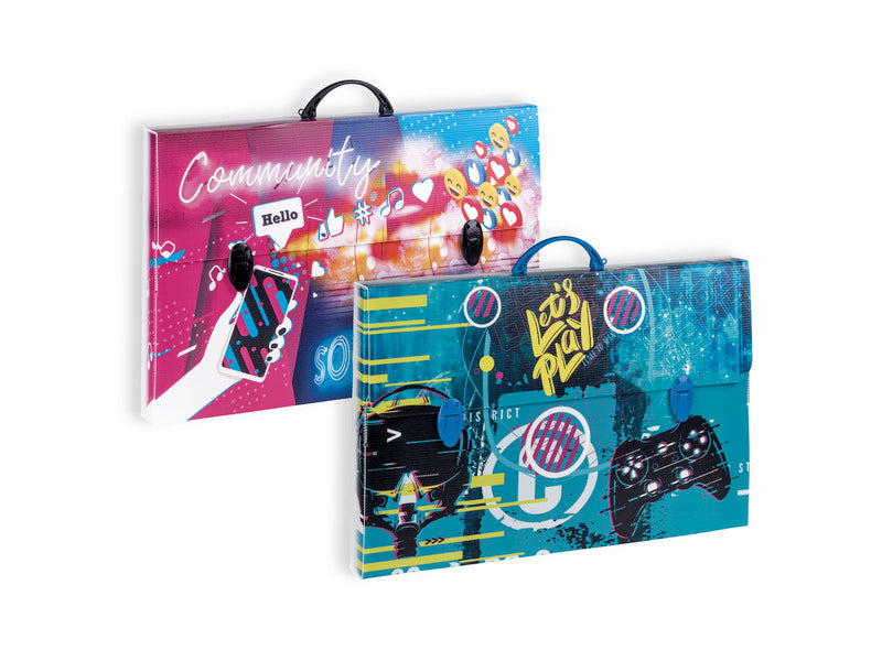 Valigetta in PPL Favorit con stampa Social 56,5x36,5x5,5 cm