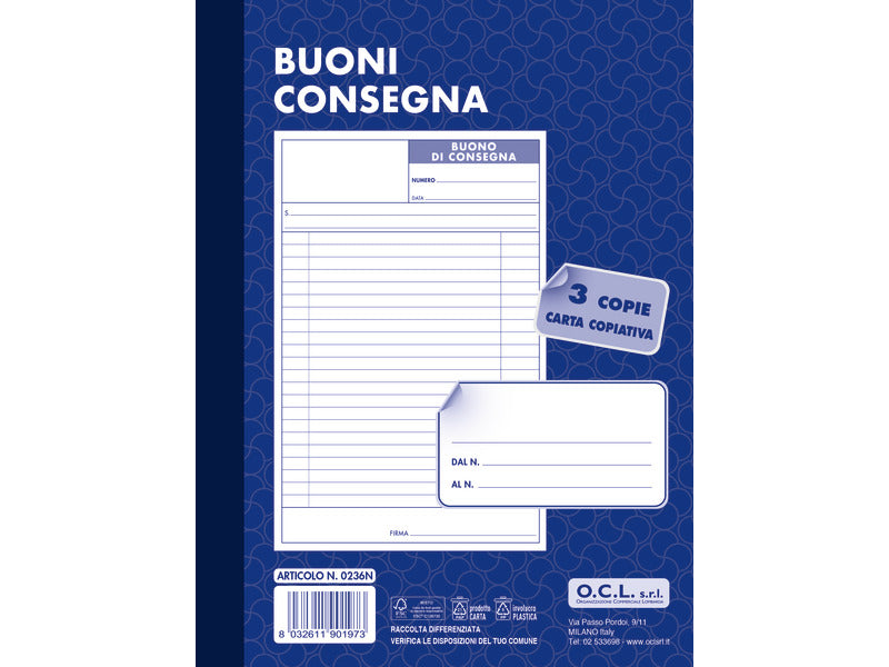 Buoni consegna O.C.L. 15x20 cm 50x3 copie - 0236N