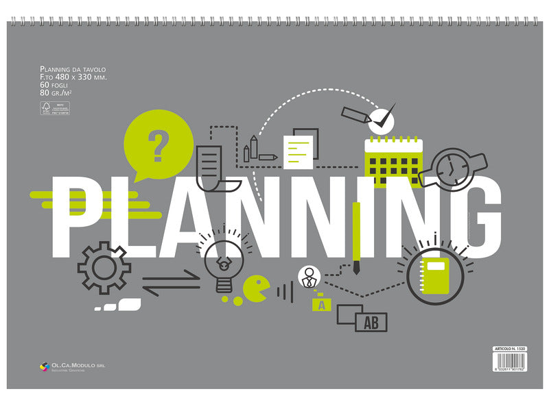 Planning da tavolo settimanale non datato O.C.L. 48x33 cm - 60 fogli 80 g/m² - 1520