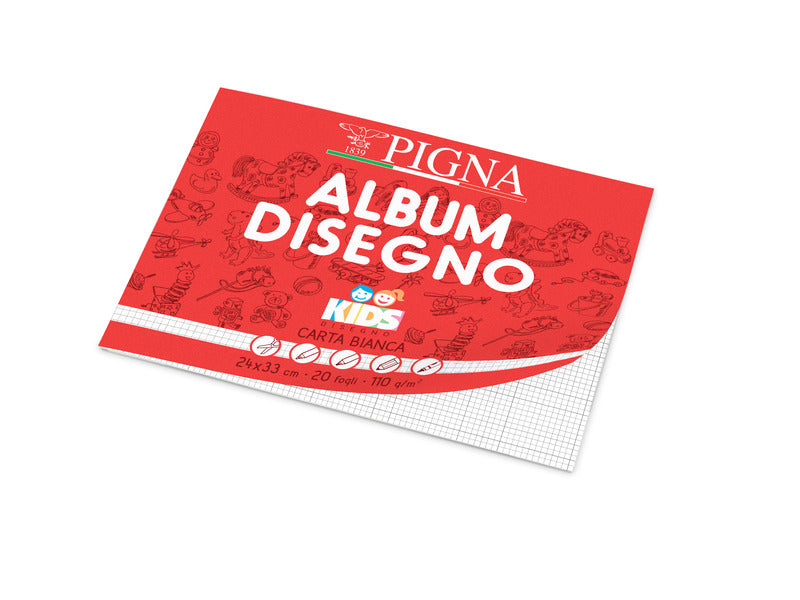 Album da disegno Pigna Kids - 24x33 cm 110 g/m² rigatura 5 mm - 20 ff - conf. 10 pezzi - 02019635M