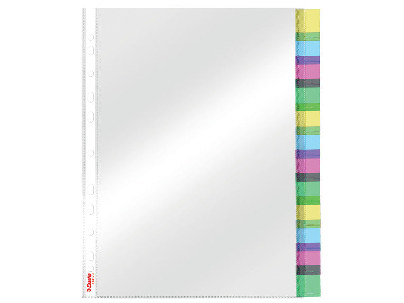Busta Index a perforazione universale Esselte - 12 tasti colorati - f.to A4 - PPL lucido
