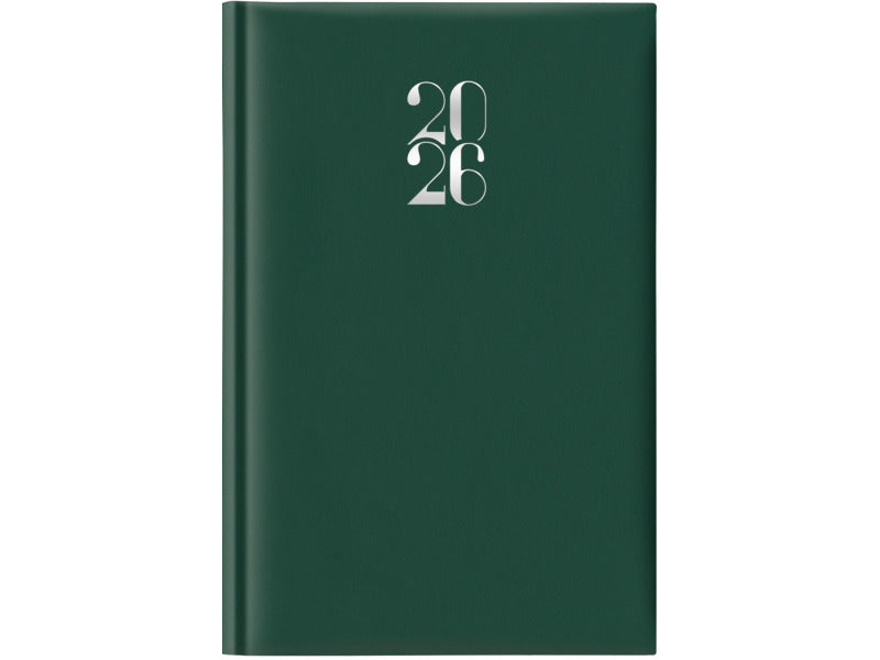 Agenda giornaliera 2026 formato 11 x 16,5 cm copertina verde gommata 26-062100404C