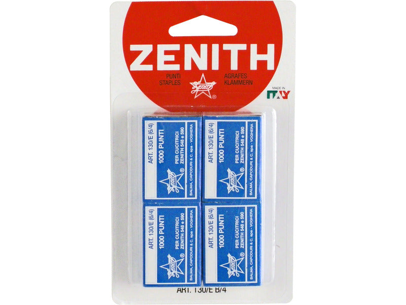Punti Zenith art. 130/E per blister (standard 6/4) con filo in acciaio naturale n° 1.000 punti per scatola