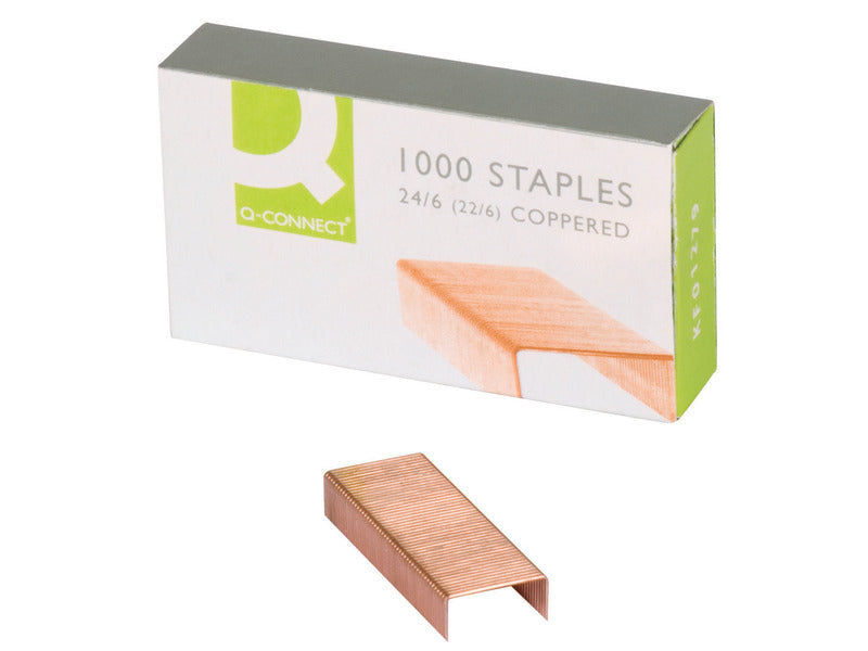 Scatola 1000 punti per cucitrice Q-Connect 24/6 rame