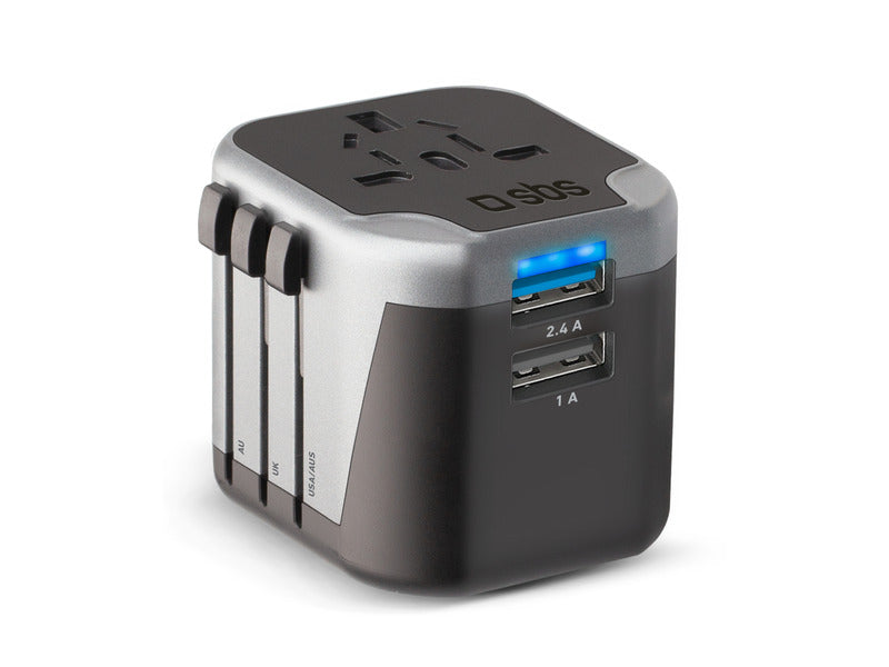 Adattatore universale per prese estere SBS 2 USB 2.1 A - nero TEADAPT2USBUNI