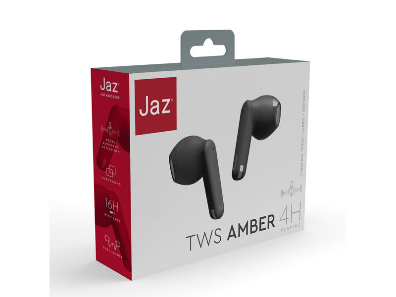 Auricolare TWS JAZ - controlli touch - case da 200 mAh - nero - TEJZEARTWSAMBEBTK