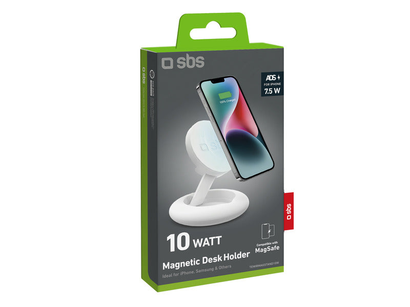 Base di ricarica wireless SBS compatibile con Magsafe 10W - 1xType-C - bianco - TEWIRMAGSTAND10W