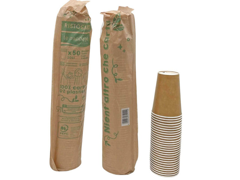 Bicchiere in cartoncino Le Nappage 20 cl senza plastica conf. 50 pz kraft 61014RC