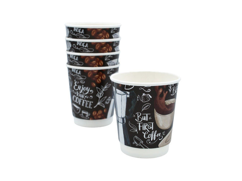 Bicchiere in cartoncino a doppia camera Le Nappage per bevande calde con scritta conf. 25 pz 18 cl
