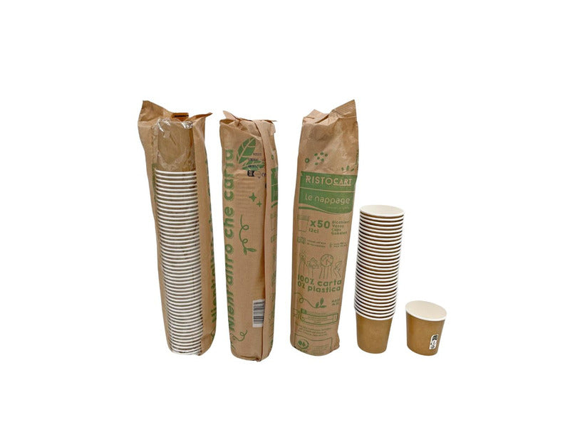Bicchiere caffè in cartoncino kraft Le Nappage 120 cc - senza plastica conf. 50 pz - 61013RC