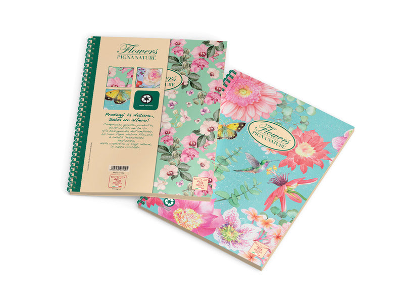 Maxi spiralato Pigna Nature Flowers A4 - 120 ff - 4 fori - 5 mm 0215124T5