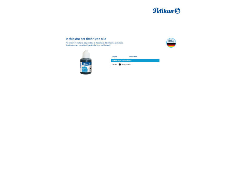 Inchiostro per timbri con olio Pelikan flacone 30 ml nero
