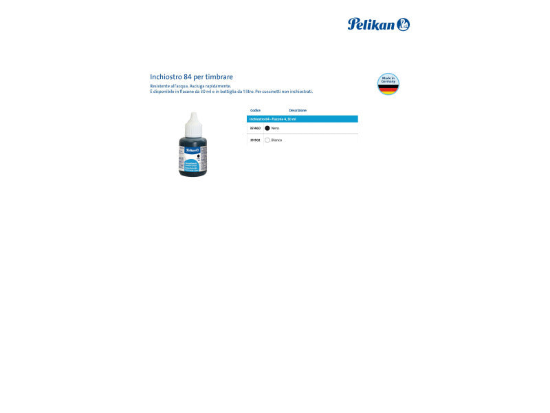 Inchiostro per timbri idrorepellente Pelikan tipo 84 flacone 30 ml