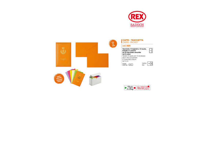 Biglietti con busta Ellebi - Sadoch Capri ''formato 9'' 9x14 cm assortiti Conf. 10 pezzi - 8020