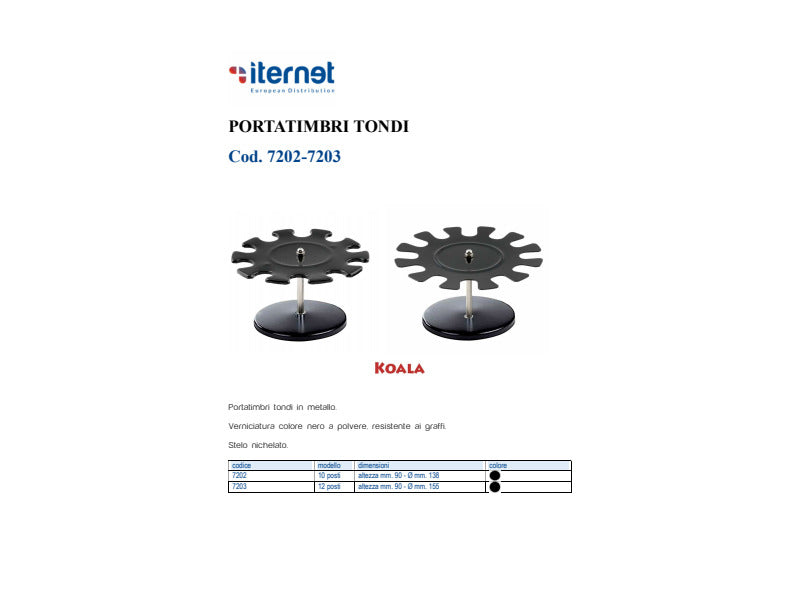 Portatimbri tondo in metallo nero Ø 138xH.90 mm Iternet 12 posti 7203