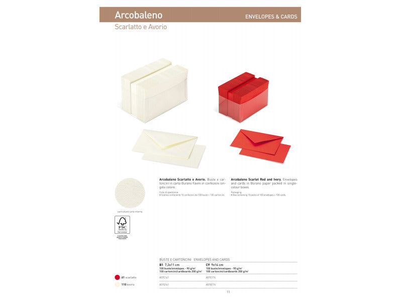 Biglietti augurali con busta Burano 7,2x11 cm in conf. 100 avorio - A57Q141