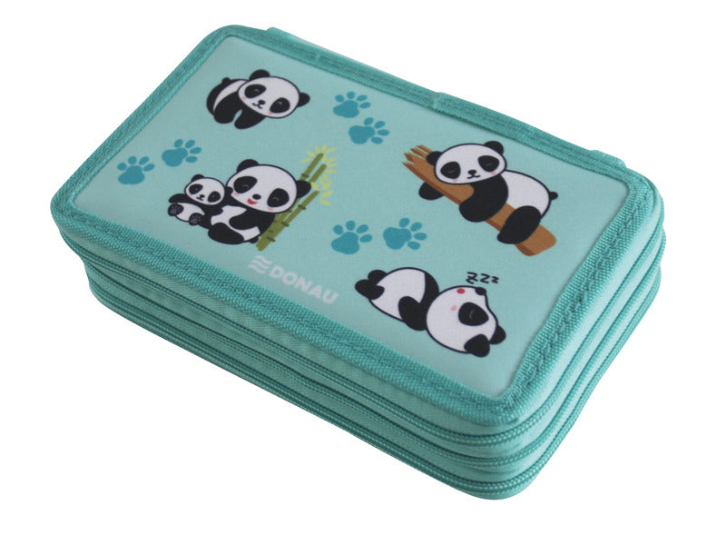 Astuccio a 3 zip Donau fantasia panda - conf. da 3 pezzi