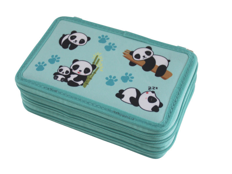 Astuccio a 3 zip Donau fantasia panda - conf. da 3 pezzi