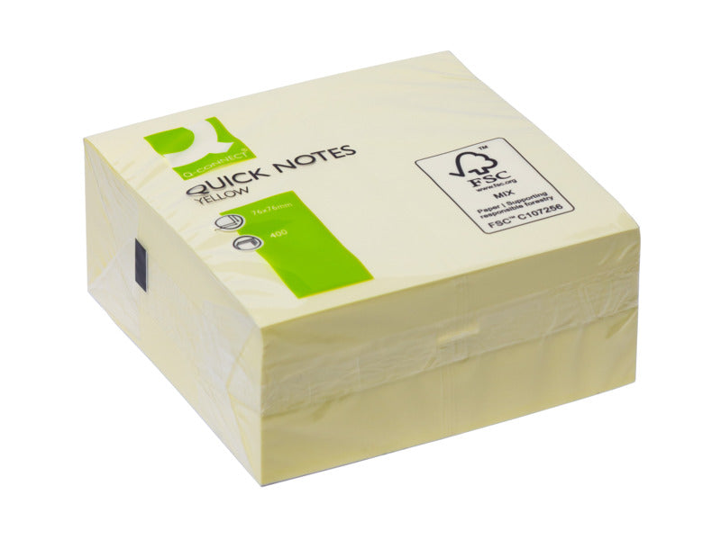 Foglietti riposizionabili Q-Connect 76x76 mm giallo blocchetto da 400 ff - KF01346FSC