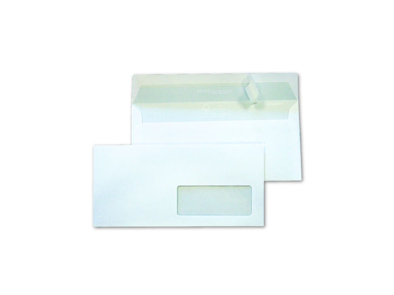Busta Blasetti Super Strip con finestra - 90 g/m² lembo strip 11x23 cm - bianco - conf. 500 pz - 0148