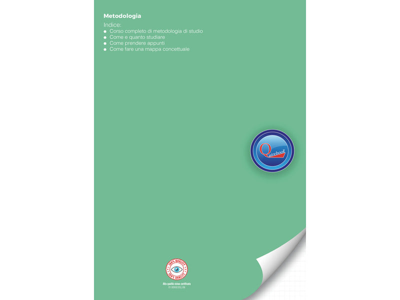 Quaderno rigatura universale Logos Quirebook 21x29,7 cm copertina verde Metodologia - rigatura RQ